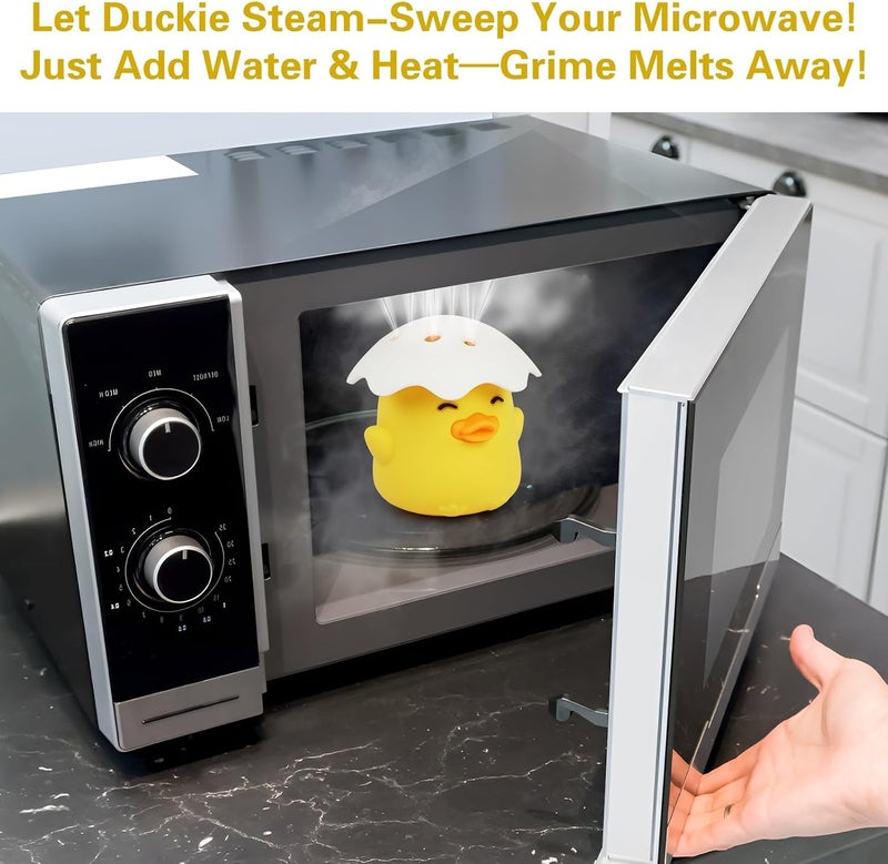 Microwave Cleaner, Steam Cleaner for Microwave, Cute Duck Shape, Add Vinegar & Water to Easily Clean, Softens Dirt in Minutes, Safe and Reusable, Fun Kitchen Gift (Yellow) - Image 2