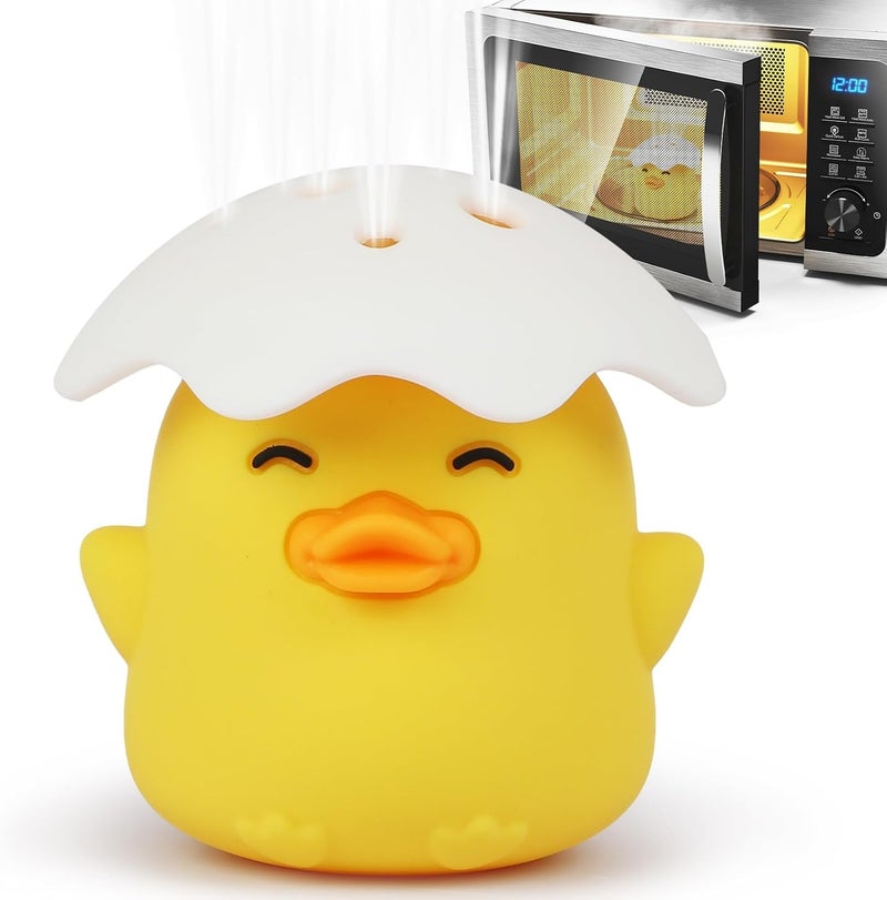 Microwave Cleaner, Steam Cleaner for Microwave, Cute Duck Shape, Add Vinegar & Water to Easily Clean, Softens Dirt in Minutes, Safe and Reusable, Fun Kitchen Gift (Yellow) - Image 1