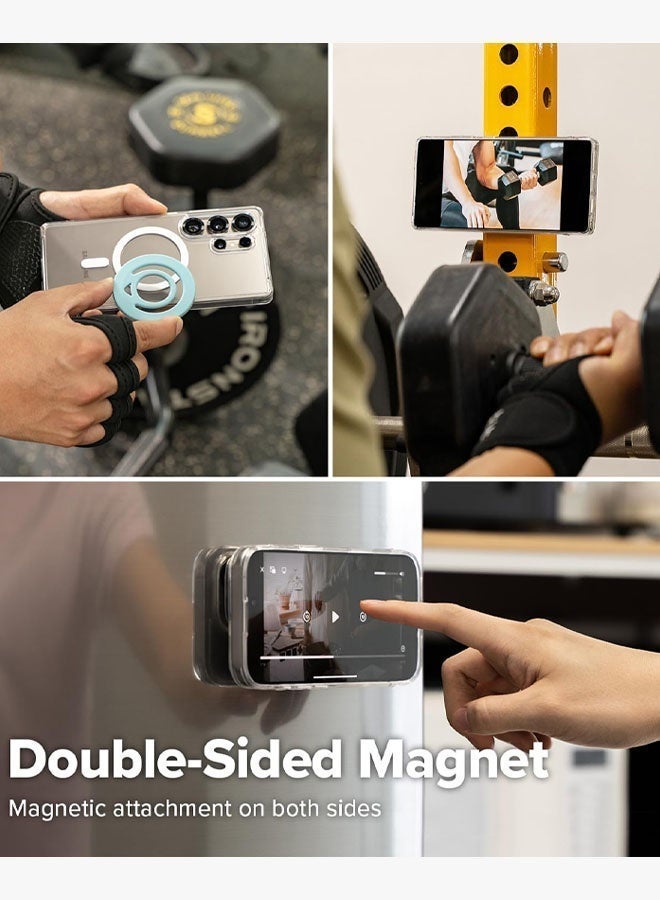 Dual Magnetic Silicone Ring Compatible With MagSafe Accessories [Detachable Double-Sided Magnet] Slim Lightweight Soft Silicone Phone Finger Grip Holder - Image 3