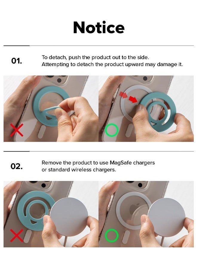 Dual Magnetic Silicone Ring Compatible With MagSafe Accessories [Detachable Double-Sided Magnet] Slim Lightweight Soft Silicone Phone Finger Grip Holder - Image 4