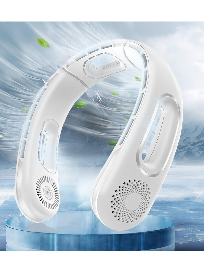 Excefore مشجع رقبة مبيعاً ساخناً، مروحات رقبة بدون شفرات محمولة وقابلة لإعادة الشحن، تبريد بزاوية 360°، مروحة بدون شفرات سهلة الاستخدام، 4 سرعات، بطارية تعمل بجهد 5200 مللي أمبير، تعمل بواسطة USB، للسفر والأنشطة الخارجية - Image 2