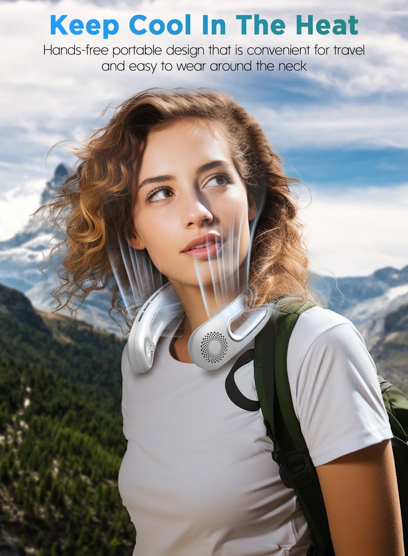 Excefore مشجع رقبة مبيعاً ساخناً، مروحات رقبة بدون شفرات محمولة وقابلة لإعادة الشحن، تبريد بزاوية 360°، مروحة بدون شفرات سهلة الاستخدام، 4 سرعات، بطارية تعمل بجهد 5200 مللي أمبير، تعمل بواسطة USB، للسفر والأنشطة الخارجية - Image 5