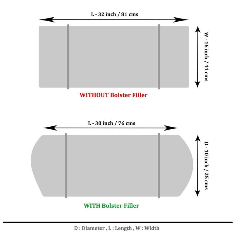 HSR Collection Premium Chennile Luxury Bolster Cover, Blue & Coffee - 4 Pieces - Image 2