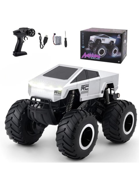 Twisoo New Cybertruck RC Truck 1:16 Scale, 4WD All Terrain Off-Road Remote Control Car, Dual Motors, LED Headlights, Waterproof, 2.4GHz RC Rock Crawler, Toys for Kids & Adults Ages