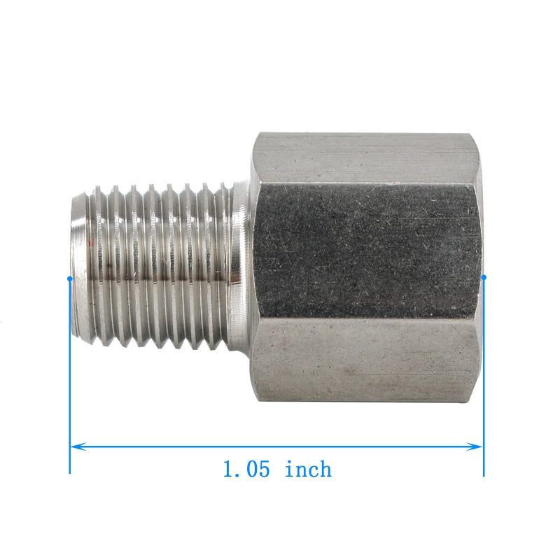 Yoebor Metalwork 304 Stainless Steel Pipe Fittingï¼ŒConverter Adapter, G 1/8â€œ Female Thread to 1/8" NPT Male, 1 Pc - Image 5