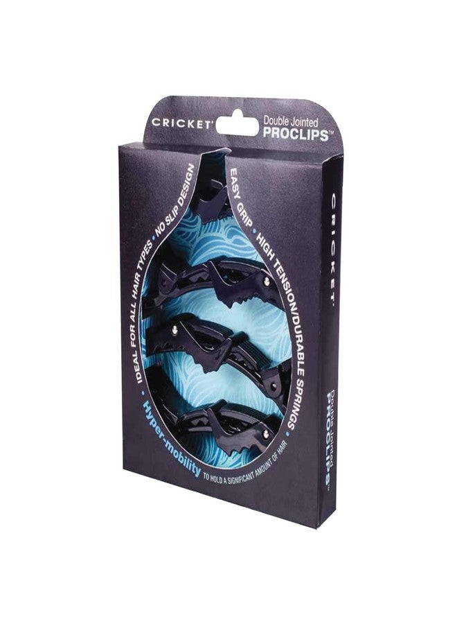 كريكيت مشابك شعر احترافية من كريكت، مزدوجة المفصل، للاستخدام في صالونات التجميل، لتصفيف الشعر وقصه وتقسيمه وتلوينه، عبوة من 4 قطع، أسود - Image 3