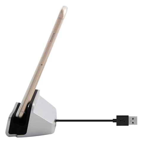 MX iPhone Lightning Charging Dock Station USB Sync Desktop Stand for iPhone & iPad Silver Sleek Compact Charging Station - Image 2