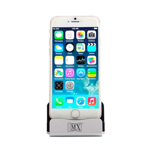 MX iPhone Lightning Charging Dock Station USB Sync Desktop Stand for iPhone & iPad Silver Sleek Compact Charging Station - Image 3