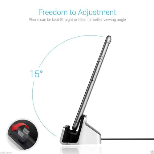 MX iPhone Lightning Charging Dock Station USB Sync Desktop Stand for iPhone & iPad Silver Sleek Compact Charging Station - Image 4