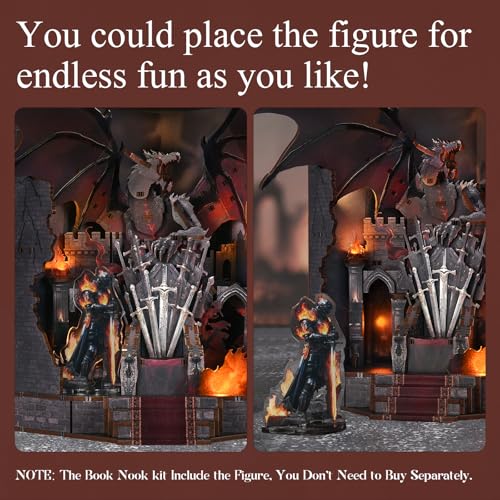 CCCDF Book Nook Kit DIY Miniature House Dollhouse Kit for Beginners Adults and Teens Booknook Tiny House Bookshelf Decor Gifts for Family Friends Throne of Blades - Image 5