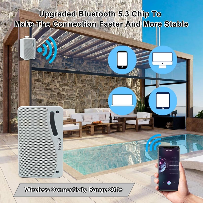 Herdio 3.5 inches 3.5 Way Bluetooth Outdoor Speakers (White) - Image 3