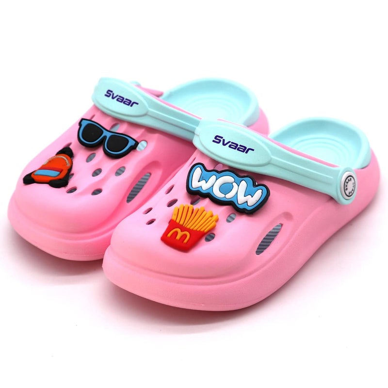 SVAAR Boys & Girls Lightweight Clogs with Fun WOW & Fries Charms - Image 1