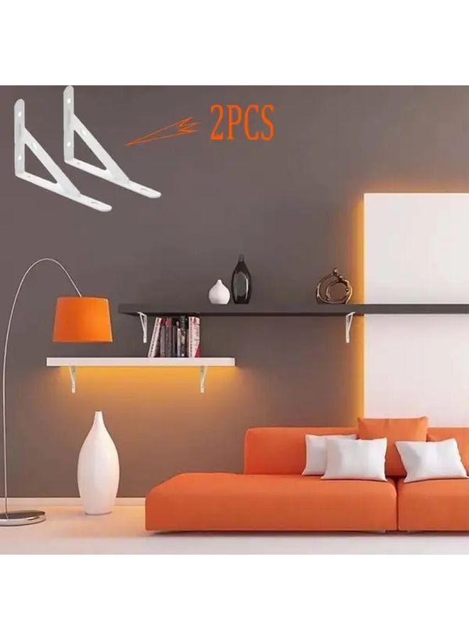 Modern Minimalist White Metal L Shaped Wall Shelf Brackets 2pcs Multipurpose Home Storage - Image 2