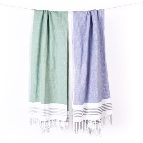 HABER Premium Light Weight 100% Cotton Bath Towel with Unique Micro Waffle Texture for Active Feel, Quick Absorption and Faster Drying Towel (Pack of 2, Green and Heather) - Image 4