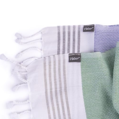 HABER Premium Light Weight 100% Cotton Bath Towel with Unique Micro Waffle Texture for Active Feel, Quick Absorption and Faster Drying Towel (Pack of 2, Green and Heather) - Image 3