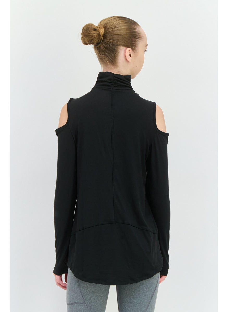 Tahari Sports - Women Sportswear Fit Long Sleeve Training Top, Black - Image 1