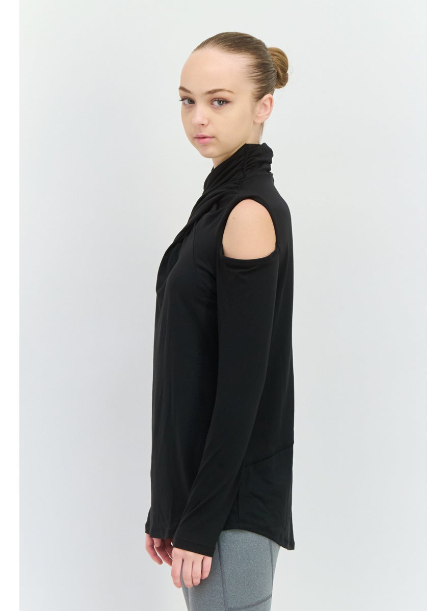Tahari Sports - Women Sportswear Fit Long Sleeve Training Top, Black - Image 1