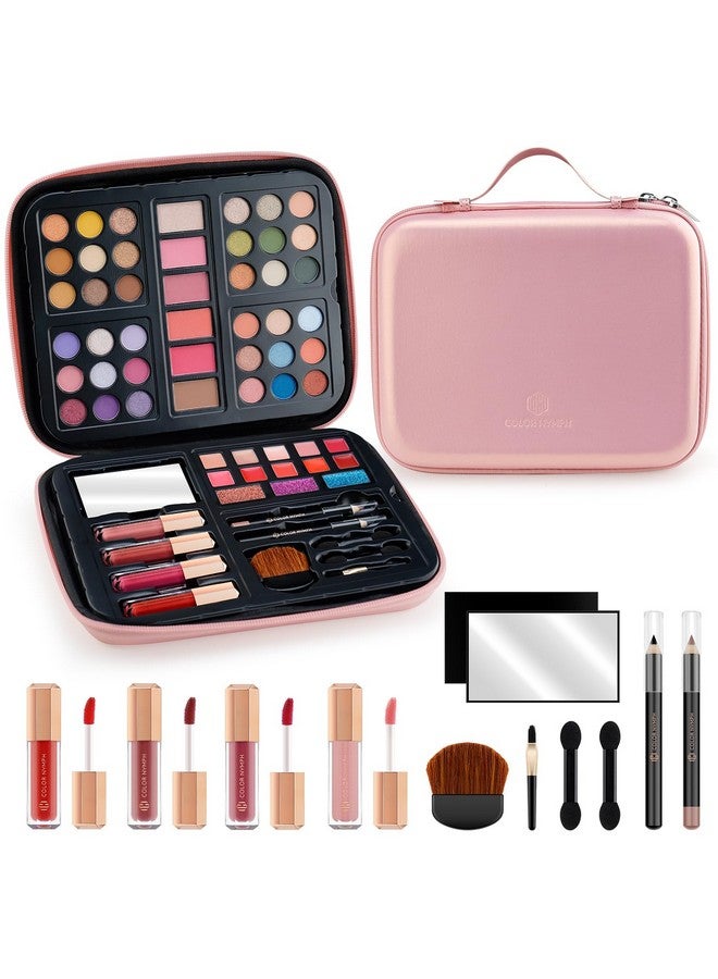 COLOR NYMPH Beginner Makeup Kits For Teens With Reusable Handbag Included 36 Colors Eyeshadow Blushes Bronzer Highlighter 4 Colors Lipgloss 10 Colors Lip Oil Brushes Mirror(Pink) - Image 1