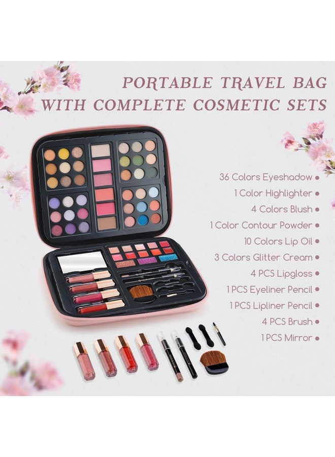 COLOR NYMPH Beginner Makeup Kits For Teens With Reusable Handbag Included 36 Colors Eyeshadow Blushes Bronzer Highlighter 4 Colors Lipgloss 10 Colors Lip Oil Brushes Mirror(Pink) - Image 2