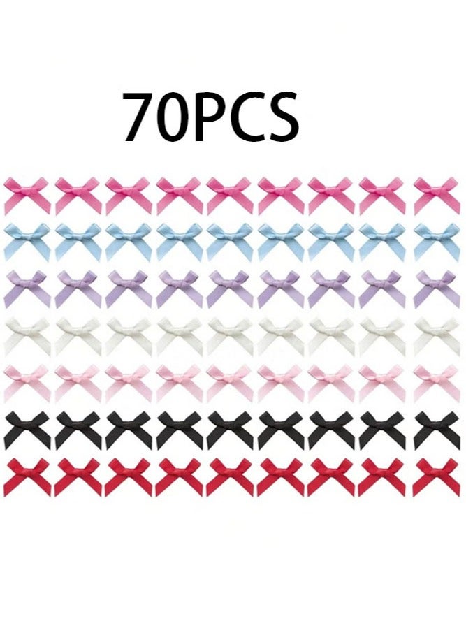 مشابك شعر صغيرة على شكل فيونكة، 70 قطعة، إكسسوارات شعر على شكل فيونكة لطيفة غير قابلة للانزلاق للنساء والفتيات (7 ألوان) - Image 2