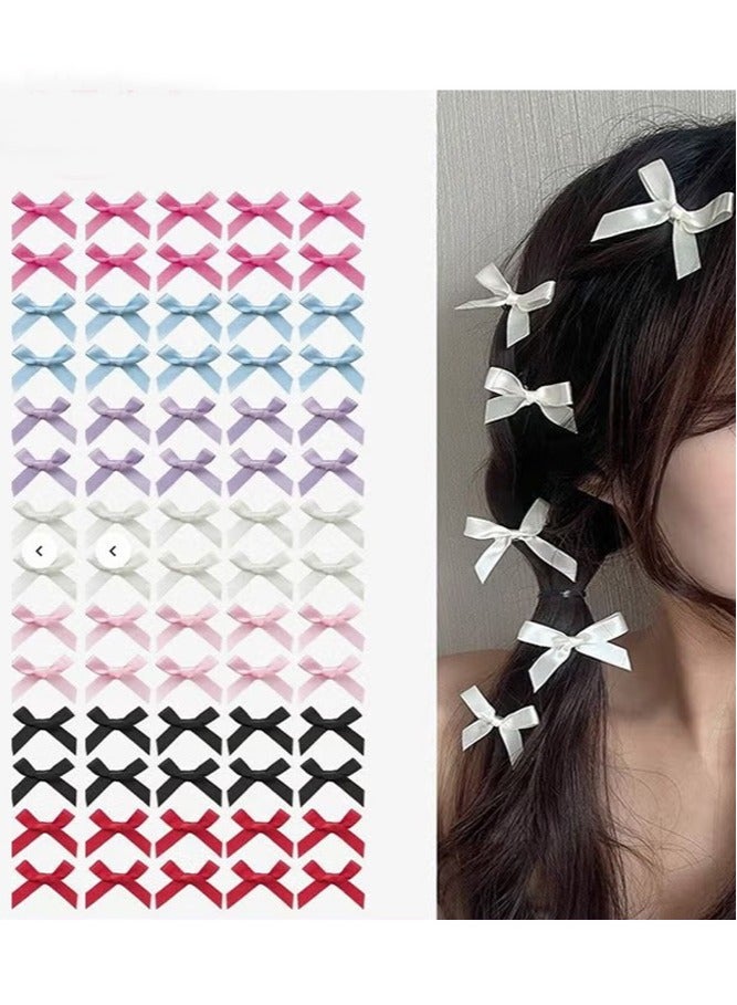 مشابك شعر صغيرة على شكل فيونكة، 70 قطعة، إكسسوارات شعر على شكل فيونكة لطيفة غير قابلة للانزلاق للنساء والفتيات (7 ألوان) - Image 1