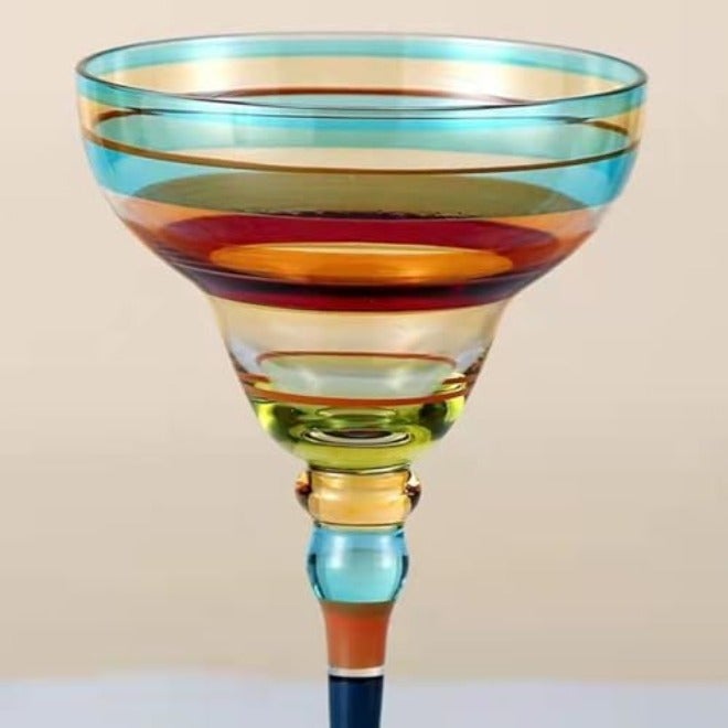 B Fruit Slices Hand-Painted Margarita Glasses - Classic Cocktail Drinkware - Image 5