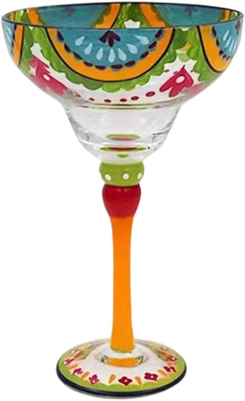 B Fruit Slices Hand-Painted Margarita Glasses - Classic Cocktail Drinkware - Image 1