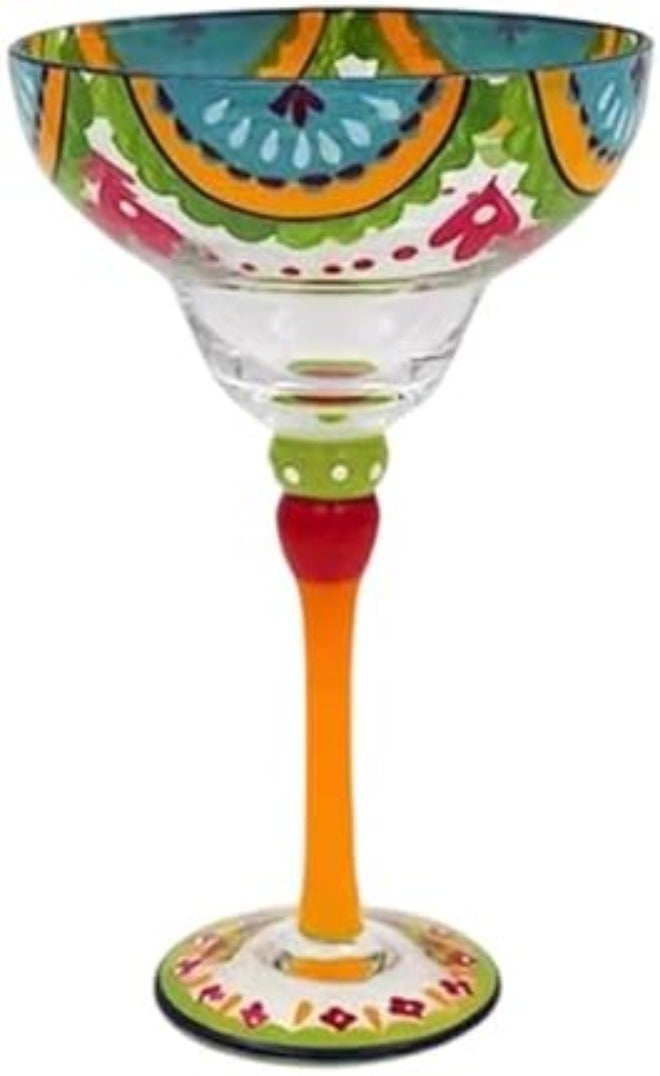B Fruit Slices Hand-Painted Margarita Glasses - Classic Cocktail Drinkware - Image 3