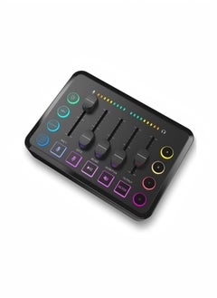 سيوسي خلاط صوت للألعاب بدقة عالية مع إضاءة RGB وواجهة ميكروفون XLR - خلاط طاقة فانتوم 48 فولت قابل لإعادة الشحن للبث والبودكاست والتسجيل المباشر - تحكم في الصوت بجودة استوديو احترافي.  - Image 1