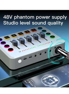سيوسي خلاط صوت للألعاب بدقة عالية مع إضاءة RGB وواجهة ميكروفون XLR - خلاط طاقة فانتوم 48 فولت قابل لإعادة الشحن للبث والبودكاست والتسجيل المباشر - تحكم في الصوت بجودة استوديو احترافي.  - Image 5