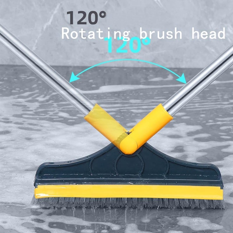 ATCAN 2in1 Floor Scrub Brush with Long Handle VShaped Bristles Rotating 120 Scrubbing and Squeegee Tile Grout Cleaning Brush for Bathroom Kitchen Glass and Floors - Image 2