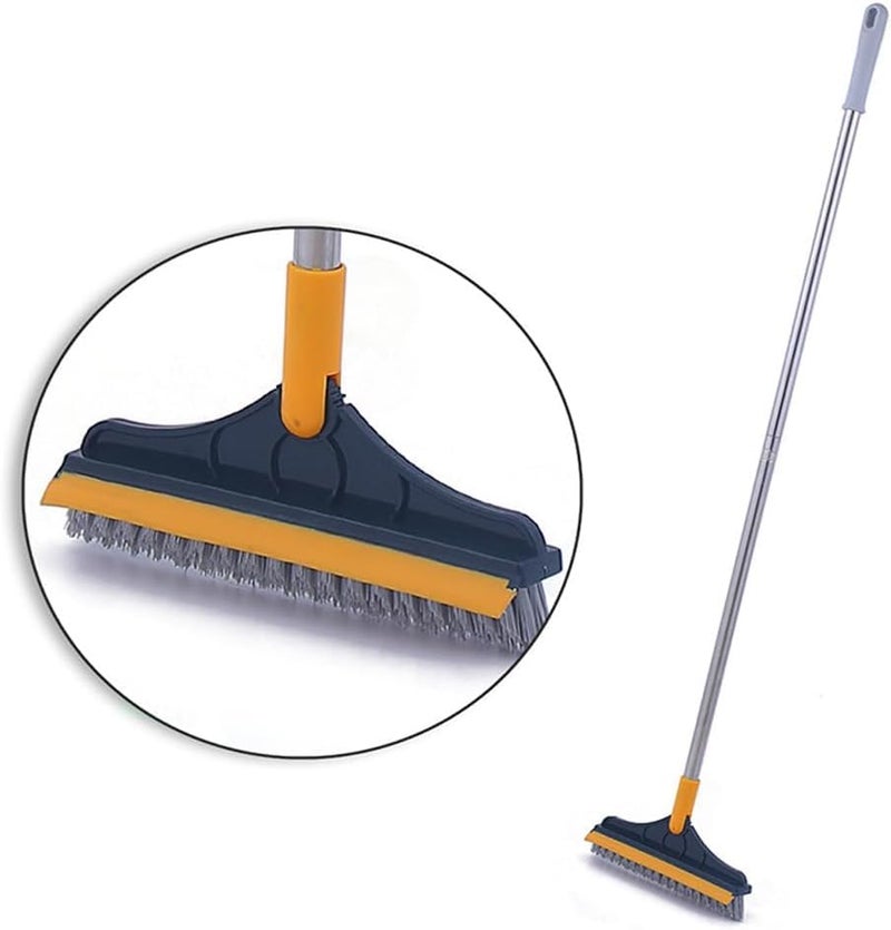 ATCAN 2in1 Floor Scrub Brush with Long Handle VShaped Bristles Rotating 120 Scrubbing and Squeegee Tile Grout Cleaning Brush for Bathroom Kitchen Glass and Floors - Image 3