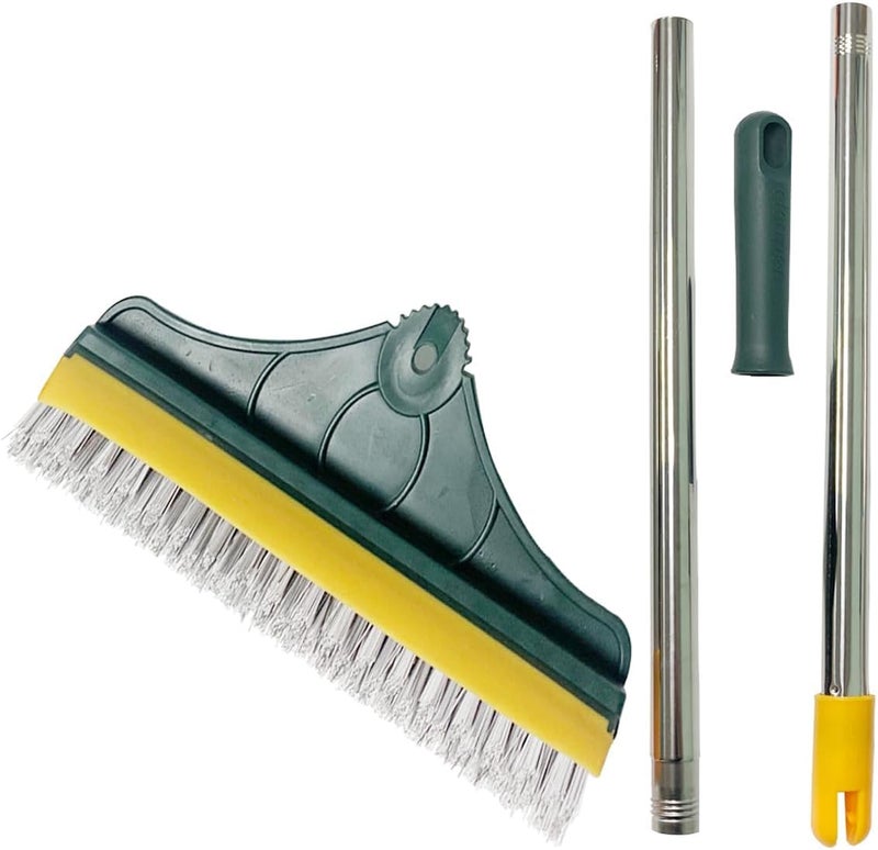 ATCAN 2in1 Floor Scrub Brush with Long Handle VShaped Bristles Rotating 120 Scrubbing and Squeegee Tile Grout Cleaning Brush for Bathroom Kitchen Glass and Floors - Image 1