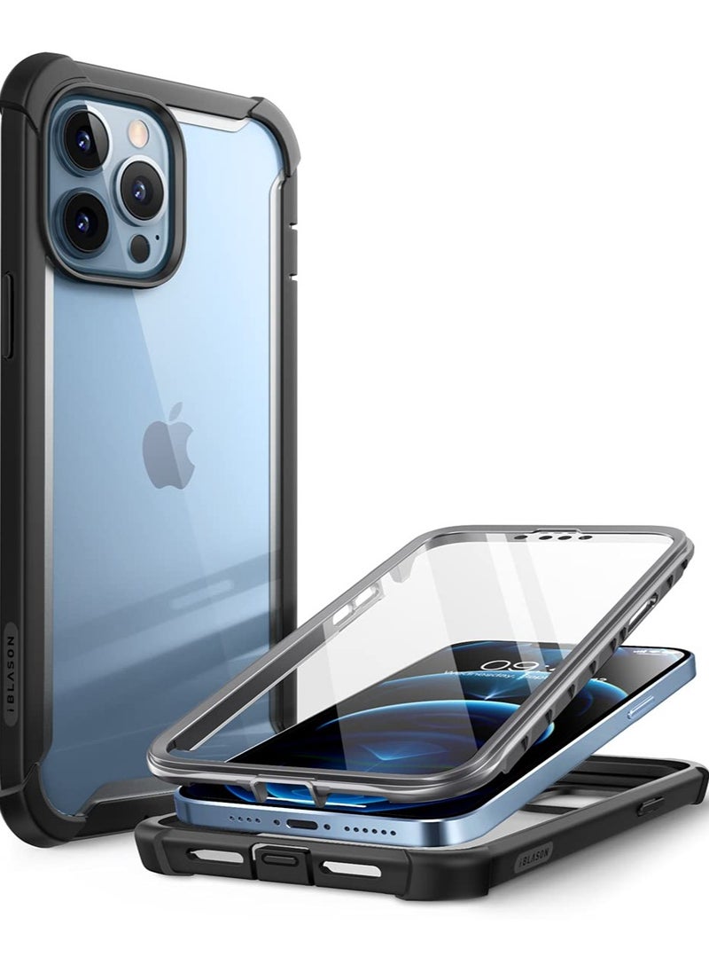 I-blason - Ares Case for iPhone 13 Pro 6.1 inch 2021 Release Dual Layer Rugged Clear Bumper Case with Built in Screen Protector Black - Image 1