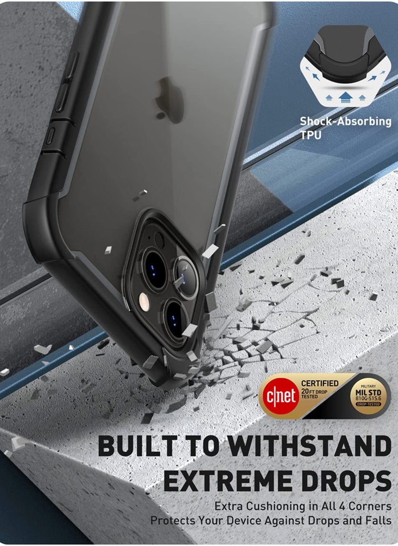 I-blason - Ares Case for iPhone 13 Pro 6.1 inch 2021 Release Dual Layer Rugged Clear Bumper Case with Built in Screen Protector Black - Image 1