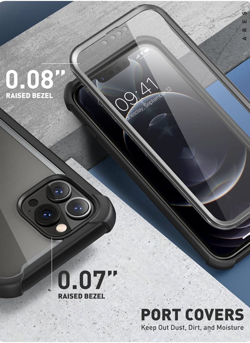 I-blason - Ares Case for iPhone 13 Pro 6.1 inch 2021 Release Dual Layer Rugged Clear Bumper Case with Built in Screen Protector Black - Image 1