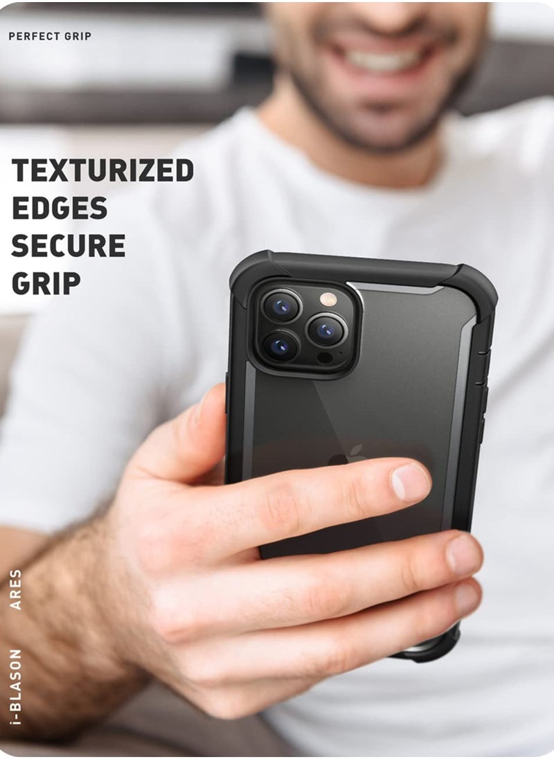 I-blason - Ares Case for iPhone 13 Pro 6.1 inch 2021 Release Dual Layer Rugged Clear Bumper Case with Built in Screen Protector Black - Image 1