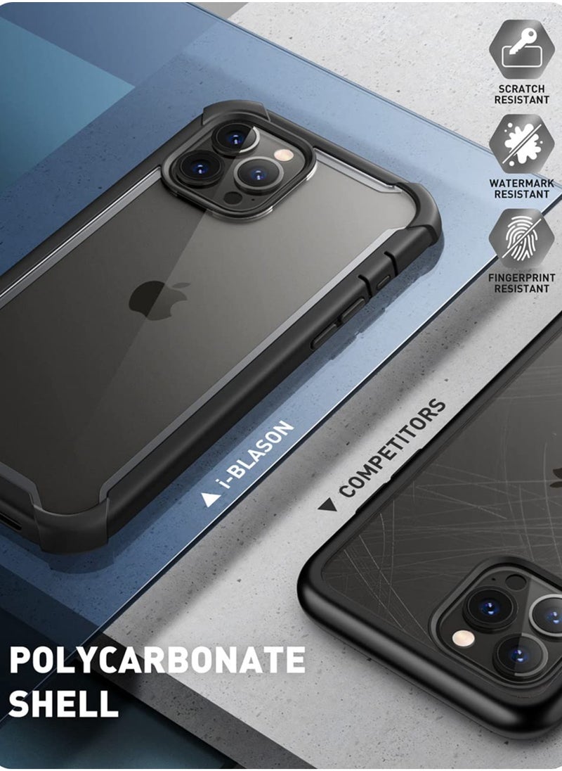 I-blason - Ares Case for iPhone 13 Pro 6.1 inch 2021 Release Dual Layer Rugged Clear Bumper Case with Built in Screen Protector Black - Image 1