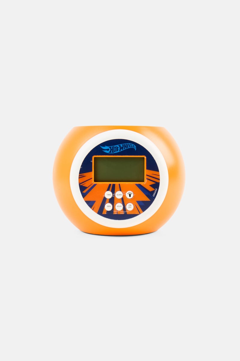 Hot Wheels LCD Alarm Clock Projector, Orange  - Image 1