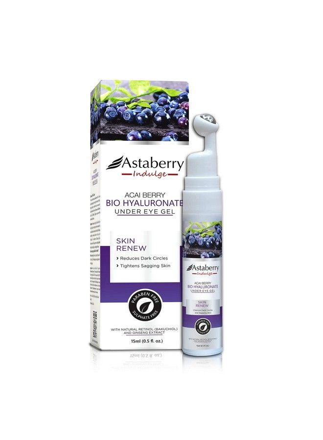 Astaberry Indulge Acai Berry Bio Hyaluronate Under Eye Gel For Dark Circles & Sagging Skin Remove Dead Skin Cells 15Ml ; With Massage Roller To Hydrate The Skin - Image 1