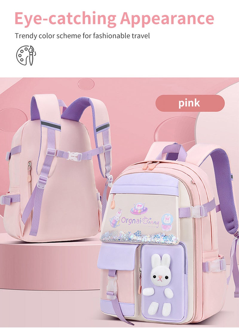 Moovant - Multifunctional Large Capacity Backpack, Cartoon Rabbit Schoolbag, Waterproof School Student Bag, with Independent Stationery Storage Compartment for Students, Teenagers, Adults Casual Backpack - Image 1