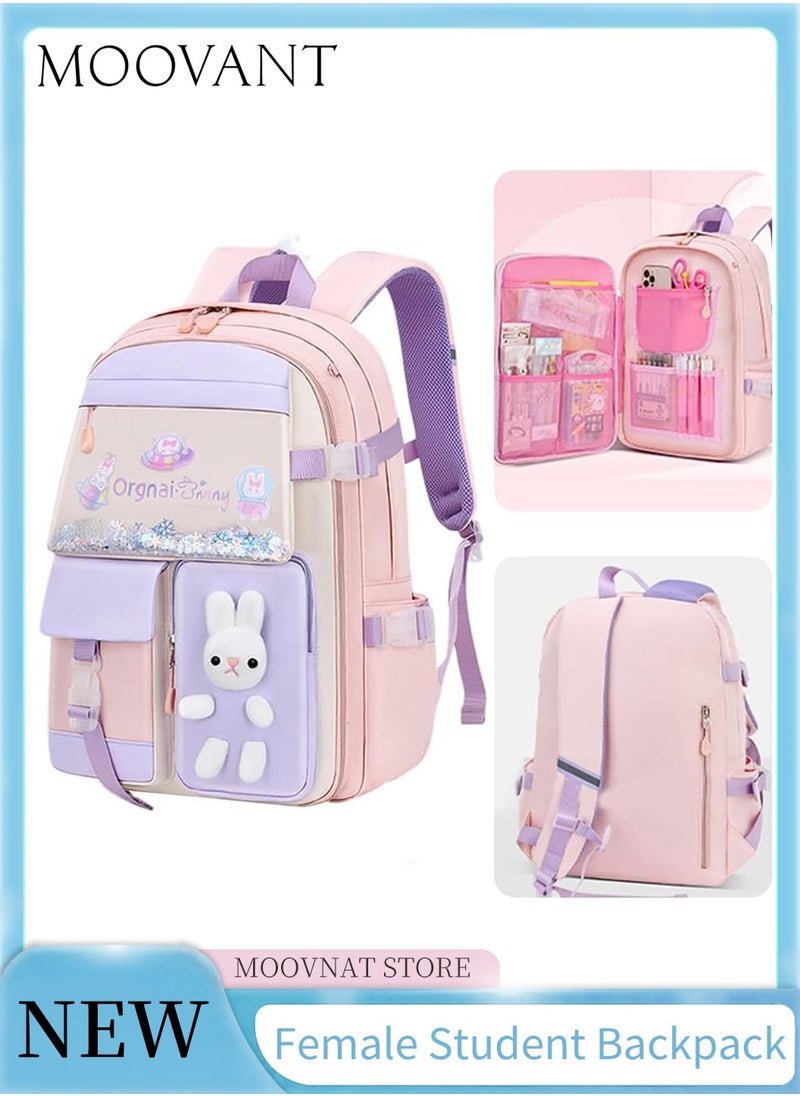 Moovant - Multifunctional Large Capacity Backpack, Cartoon Rabbit Schoolbag, Waterproof School Student Bag, with Independent Stationery Storage Compartment for Students, Teenagers, Adults Casual Backpack - Image 1