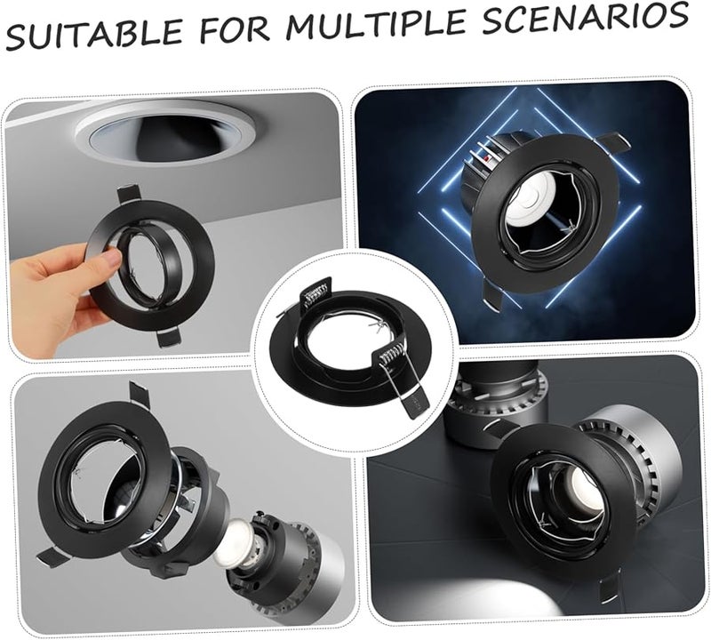 Black Heavy Duty LED Spotlight Mounting Frame Durable Trim Ring Easy Installation - Image 4