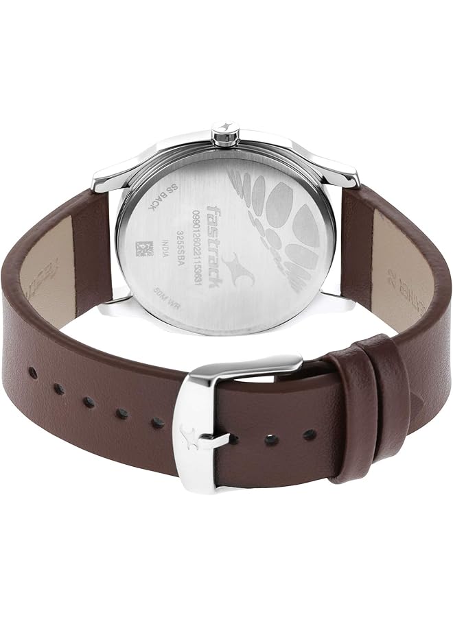 فاستراك ساعة كوارتز رجالية بشاشة تناظرية وسوار جلدي 3255Sl01 - Image 5