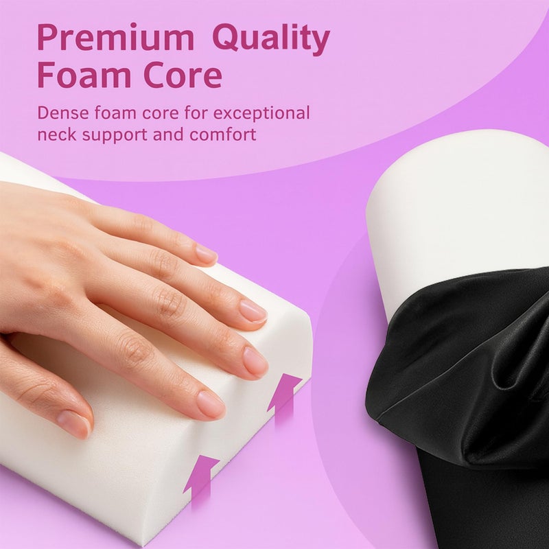 Celmuron Half-Round Bolster Pillow for Massage and Yoga, High-Density Support Cushion for Neck, Knees, Back & Ankles, Black, 17.8''L x 8''W x 4.7''H - Image 3