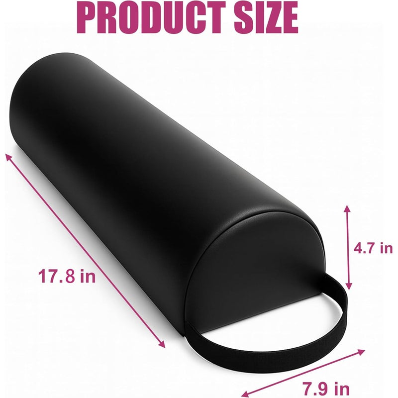 Celmuron Half-Round Bolster Pillow for Massage and Yoga, High-Density Support Cushion for Neck, Knees, Back & Ankles, Black, 17.8''L x 8''W x 4.7''H - Image 5