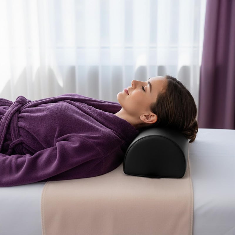 Celmuron Half-Round Bolster Pillow for Massage and Yoga, High-Density Support Cushion for Neck, Knees, Back & Ankles, Black, 17.8''L x 8''W x 4.7''H - Image 2