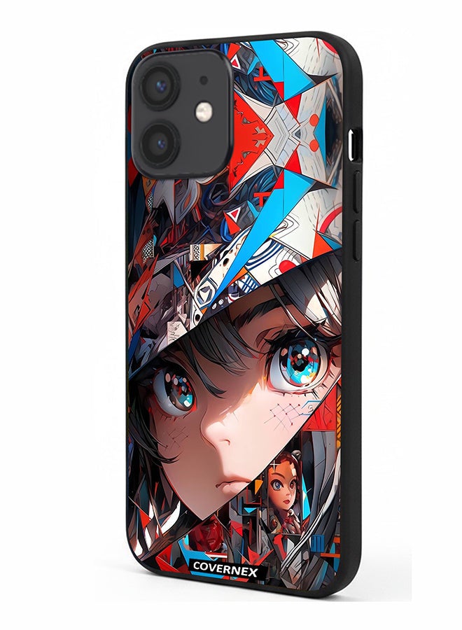Covernex Apple iPhone 12 Mini Protective Case Cover Printed Featuring Abstract Collage Anime Eyes Graphic - Image 1