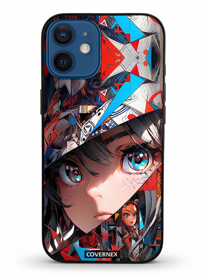 Covernex Apple iPhone 12 Mini Protective Case Cover Printed Featuring Abstract Collage Anime Eyes Graphic - Image 2