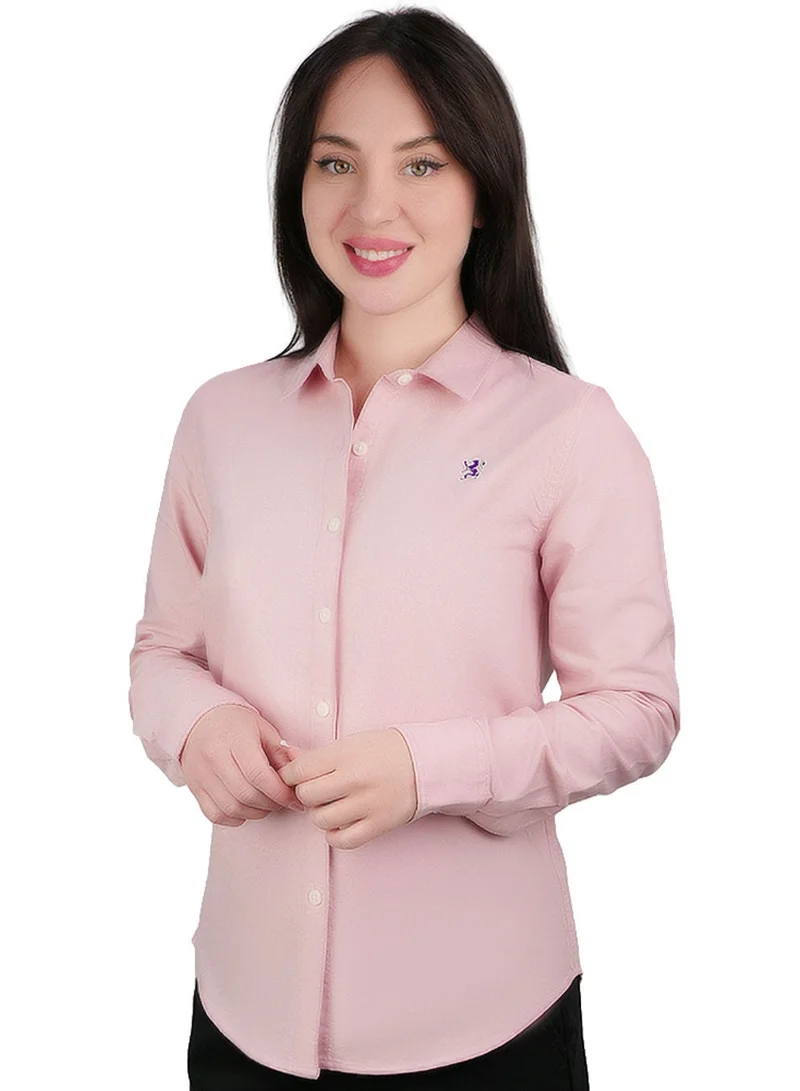 جيوردانو Women’s Slim Fit Cotton Oxford Shirt | Acute Collar with Embroidery